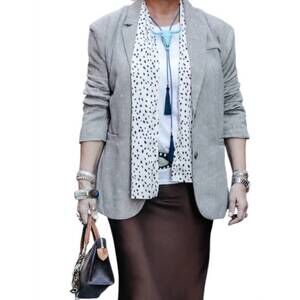 NEW MYSTREE prestige pinstripe oversized blazer in grey multi